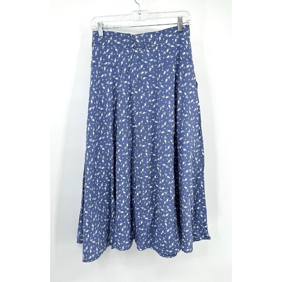 vintage 80s HIGH WAISTED FULL SKIRT midi button front mom floral boho academic S - Picture 7 of 9